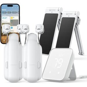SwitchBot Smart Automatic Curtain Opener 2-Pack, Solar Panel 2-Pack, Hub 2
